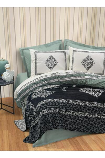 Cotton Box Çift Kişilik Battaniyeli Nevresim Takımı Hardy Yeşil
