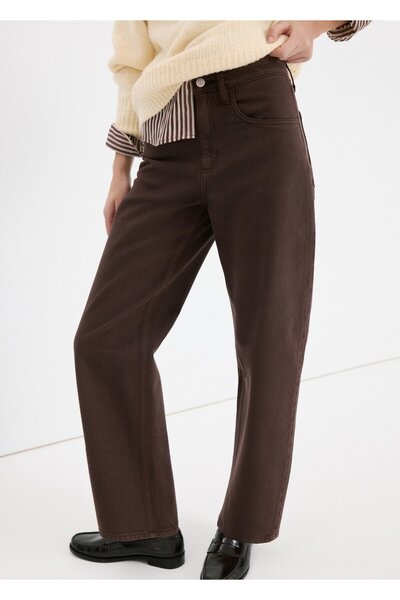 MANGO Woman Yüksek belli barrel jean pantolon