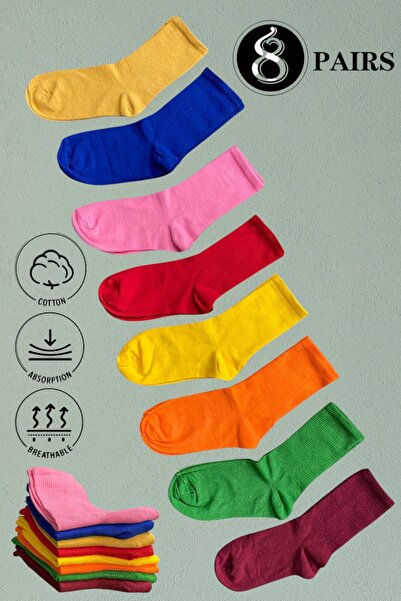 İbrahim Berk 8 Pairs Men's and Women's Cotton Tennis Socks Colorful Unisex So...