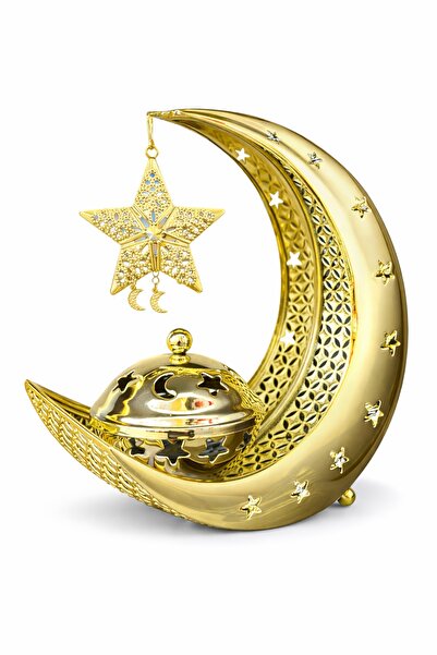 BeySüS Ramazan Metal Dekarasyon Tütsülük Mumluk Gold 20 Cm
