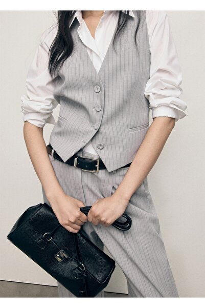 MANGO Woman İnce çizgili yelek