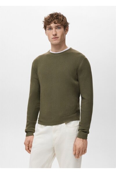 MANGO Man İnce triko ribana pamuklu kazak