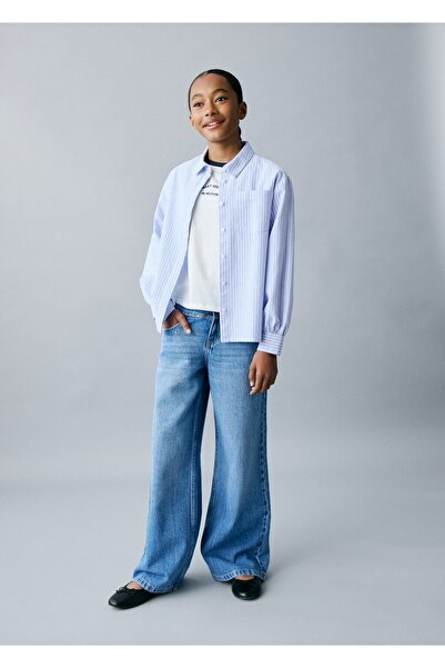 MANGO Kids Pamuklu çizgili gömlek