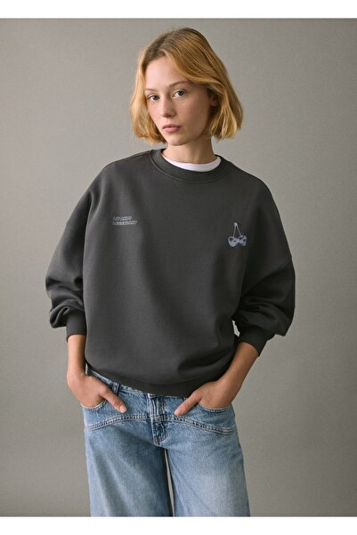 Mango Teen Desenli pamuklu sweatshirt