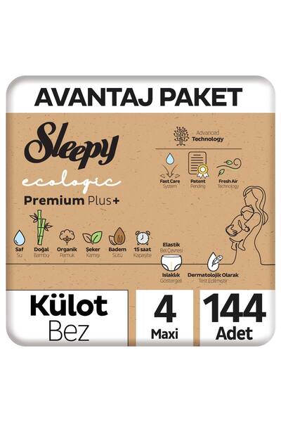 Sleepy Ecologic Premium Plus Avantajlı Paket Külot Bez 4 Numara Maxi 144 Adet