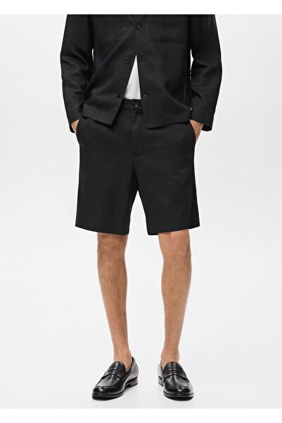 MANGO Man Keten karışımlı elastik bel bermudalar