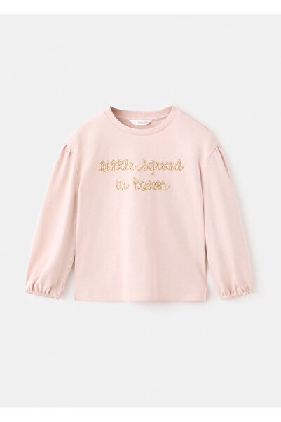 MANGO Baby Metin işlemeli pamuklu tişört
