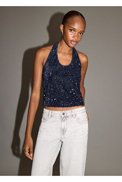 Mango Teen Payetli halter bluz