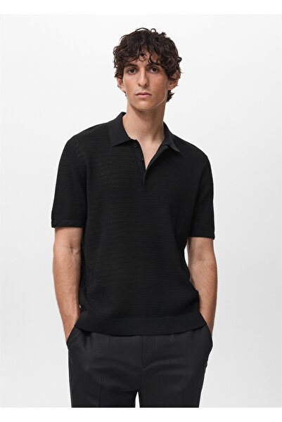 MANGO Man İnce triko pamuklu polo gömlek