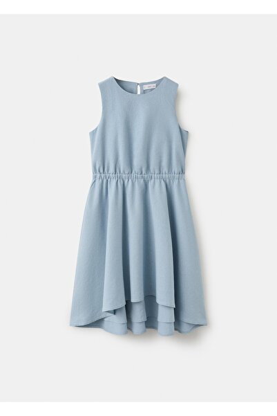 MANGO Kids Keten karışımlı midi boy elbise