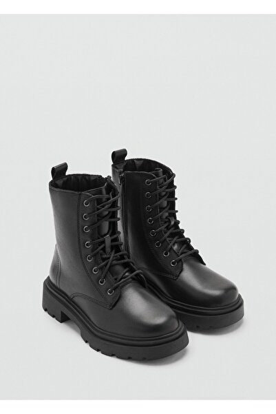 Mango Teen Bağcıklı deri bot