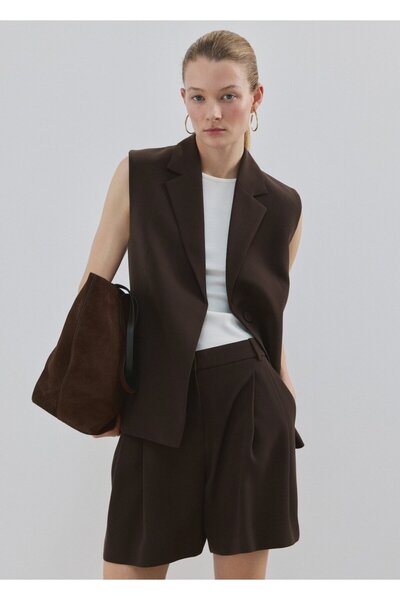 MANGO Woman Klapalı kumaş yelek