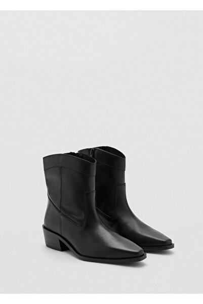 Mango Teen Topuklu deri yarım bot