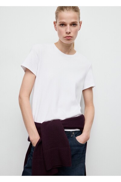 MANGO Woman Kısa kollu pamuklu tişört