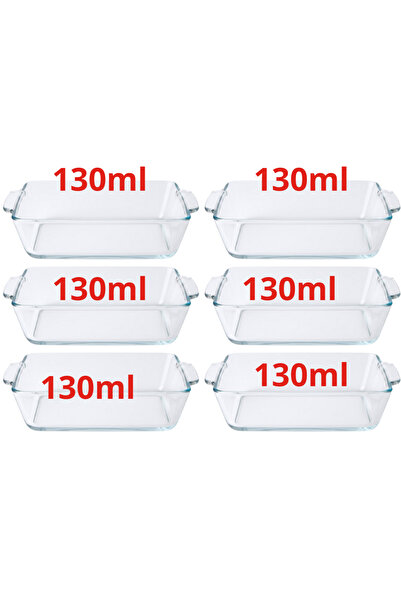 Kitchen طقم قالب كيك بايركس مستطيل شفاف 12 سم في 8سم -(130مل - 4 اونص) 6 قطع