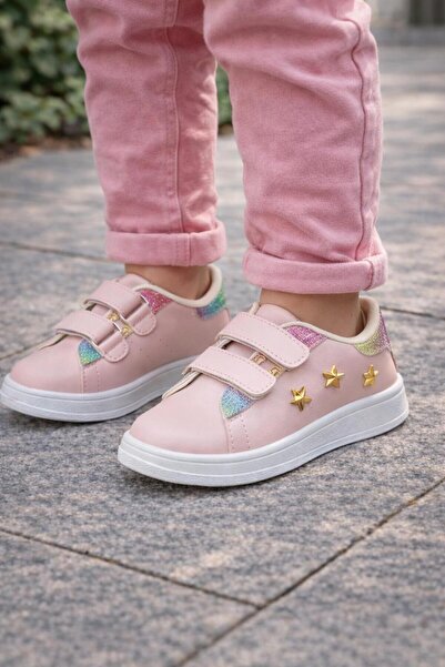 Büşra Sultan Ayakkabı & Çanta Kız Çocuk Pembe Yıldız Spor Ayakkabı Sneakers O...