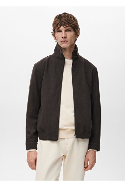 MANGO Man Fermuarlı yün ceket