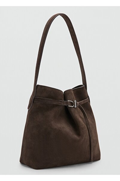 MANGO Woman Tokalı süet bucket çanta