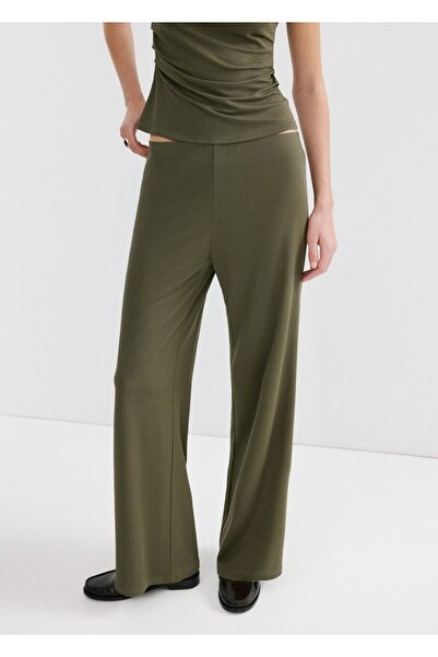 MANGO Woman Beli bağcıklı düz kesim pantolon