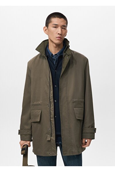 MANGO Man Su geçirmez cepli pamuk parka