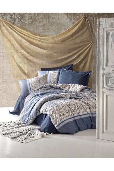 Cotton Box Toprak Serra Синій Двоспальний Комплект Постільної Білизни