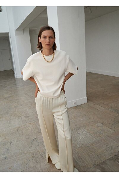 MANGO Woman Yanları yırtmaçlı saten pantolon