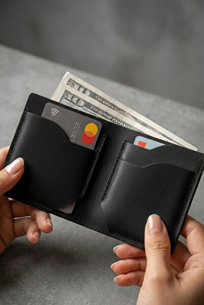 luvo Portofel din piele naturală Suport card Portofel compact din piele natur...