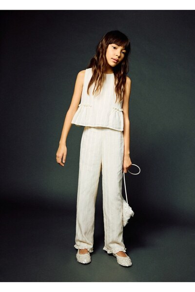 MANGO Kids Dökümlü pamuklu pantolon