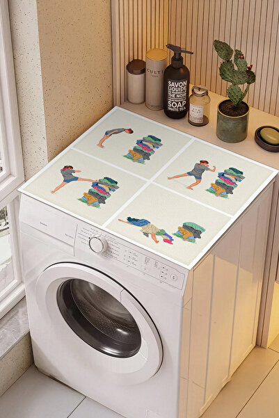 Homefesto Non-Slip Based Washing Machine Cover Modern Useful Washable Mat