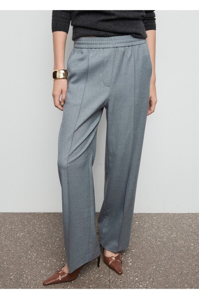 MANGO Woman Elastik belli wideleg pantolon