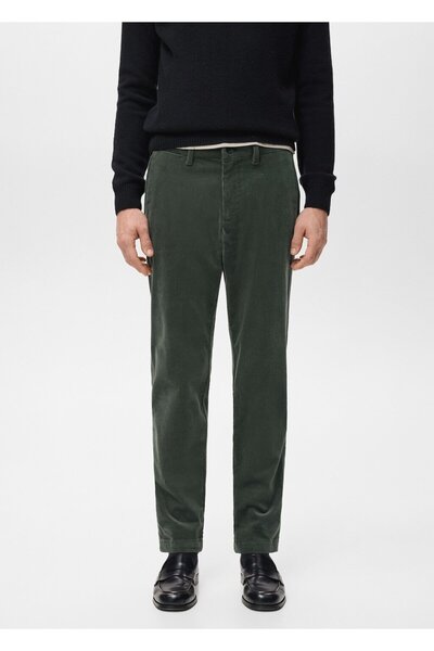 MANGO Man Dar kesim fitilli kadife pantolon