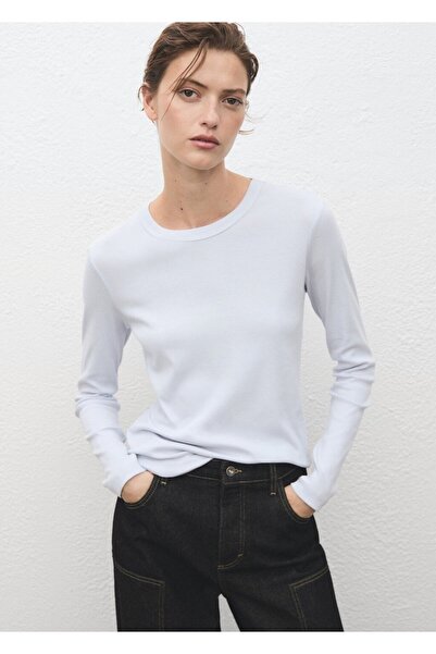 MANGO Woman Uzun kollu pamuklu tişört