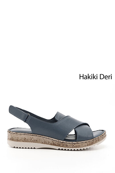 GÖNDERİ(R) Жіночі сині античні сандалі на підборах з застібкою-липучкою, виго...