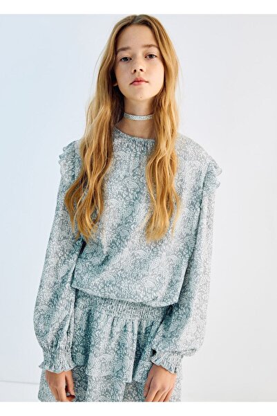 MANGO Kids Fırfırlı desenli tişört