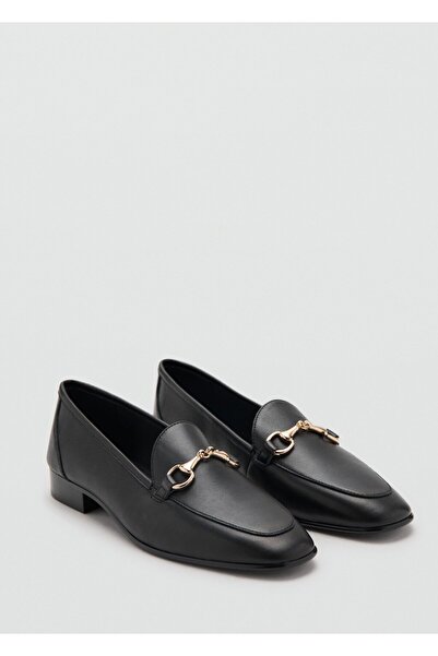 MANGO Woman Tokalı deri makosen ayakkabı