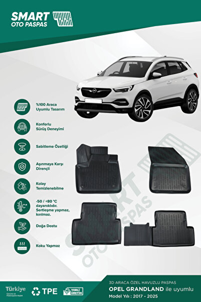 Opel Grandland Paspas 2022 Sonrası 3d Havuzlu Paspas Smartpaspas