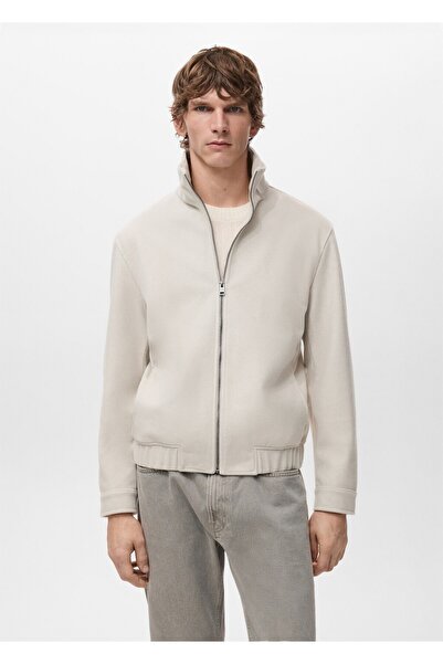 MANGO Man Fermuarlı yün ceket