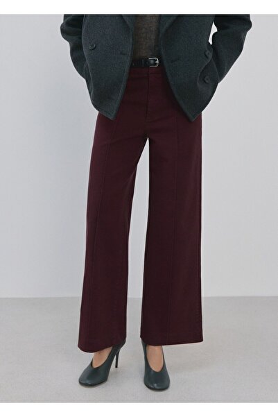 MANGO Woman Yüksek belli dikişli wideleg jean pantolon