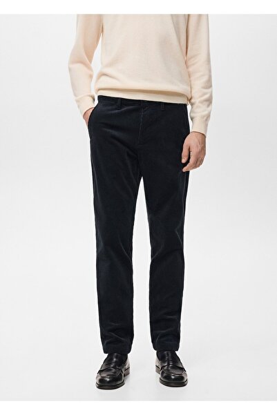 MANGO Man Dar kesim fitilli kadife pantolon