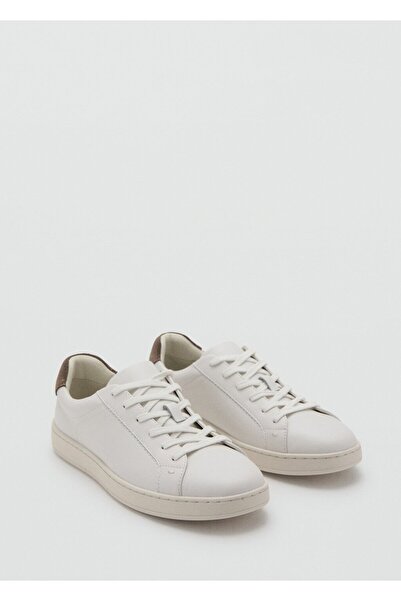 MANGO Man Kontrast parçalı deri spor ayakkabı