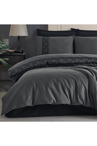 Aran Clasy Clasy Borderline Double Ranforce Duvet Cover Set Nienna V2 Anthracite