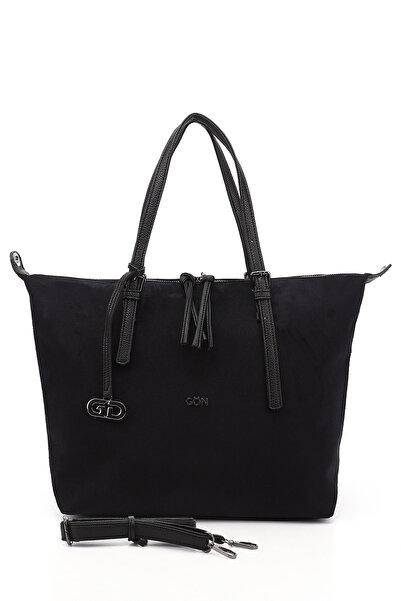 GÖNDERİ(R) Τσάντα χεριού και ώμου για γυναίκες/κορίτσια μαύρο σουέτ με μακρύ ...