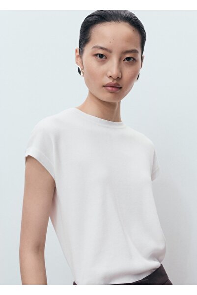 MANGO Woman Pamuklu triko kısa kollu kazak