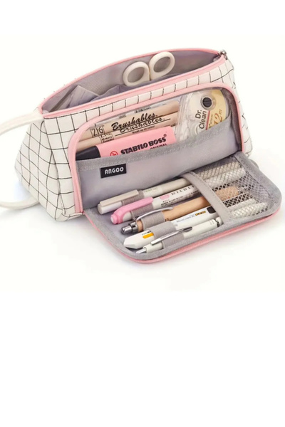 GlassySKY حافظة أقلام من قماش أكسفورد متعددة الأقسام ذات سعة كبيرة لطلاب المد...