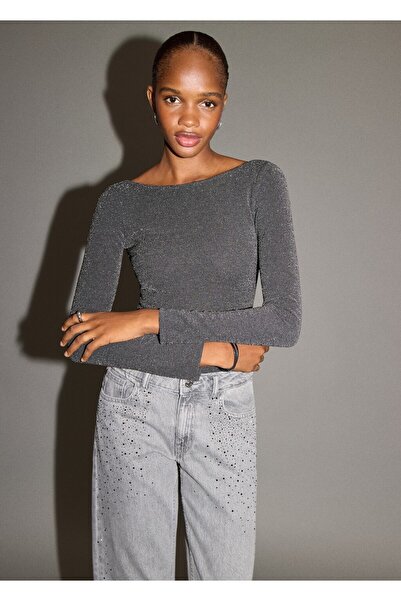 Mango Teen Düz kesim strass taşlı jean pantolon