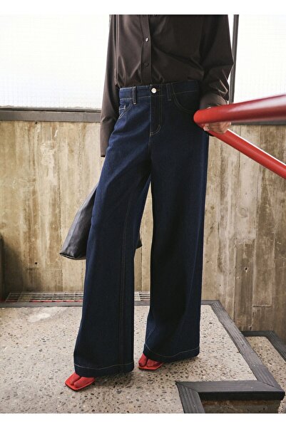 MANGO Woman Orta bel wide leg jean pantolon