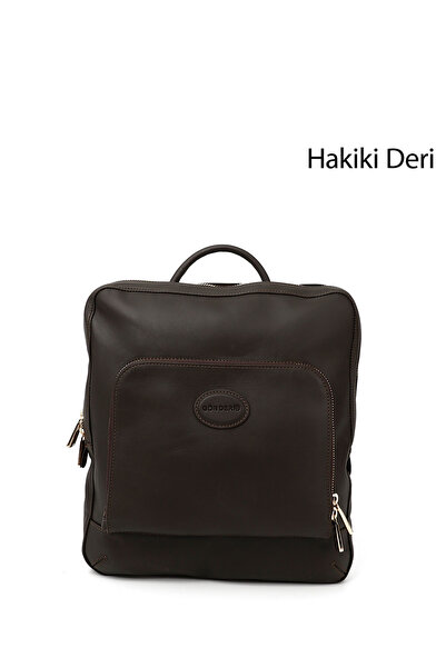 GÖNDERİ(R) Women's Brown Genuine Leather Handbag and Backpack