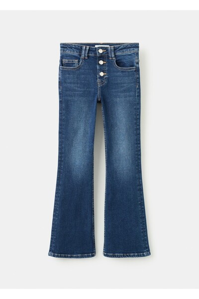 MANGO Kids Düğmeli flared jean pantolon