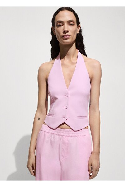 MANGO Woman Halter yaka düğmeli yelek