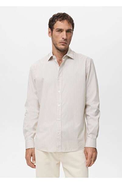 MANGO Man Regular kesim çizgili pamuklu gömlek